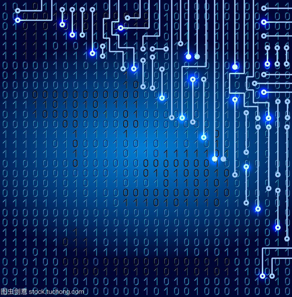 繪圖現代電子電路和二進制代碼